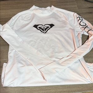 Roxy White and Black Long Sleeve Rash Guard kids medium
